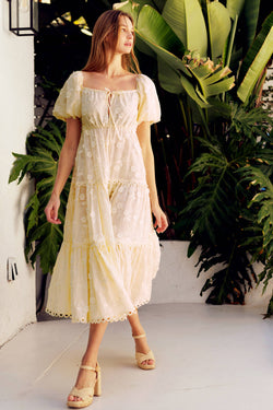 Image of Embroidered Floral Tiered Dress