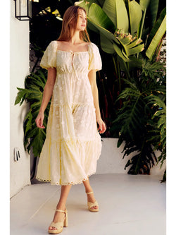 Image of Embroidered Floral Tiered Dress