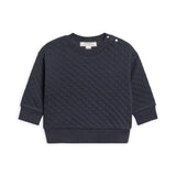 Colored Organics - Sutton Quilted Jacquard Pullover - Navy: 12-18M