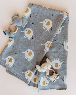 Viverano Organics - Elephant - Organic Stuffed Animal Baby Ring Rattle