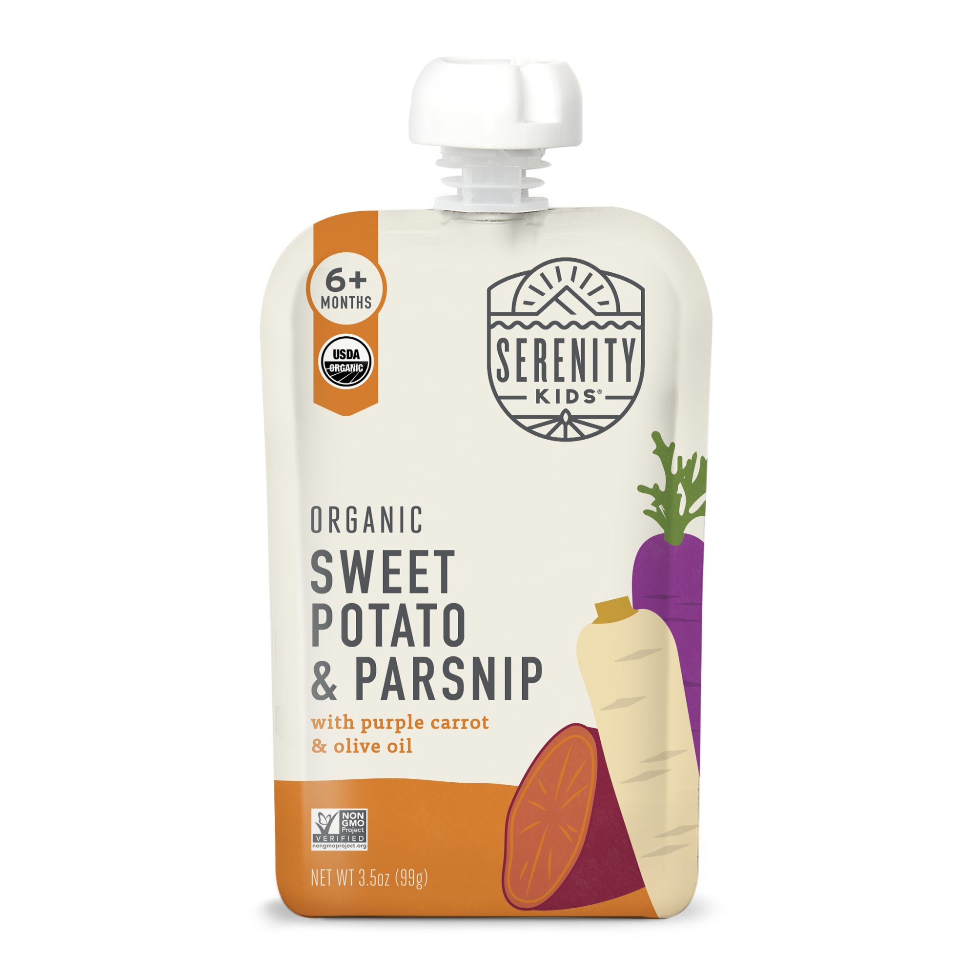 Serenity Kids Organic Sweet Potato & Parsnip with Organic Carrots and Olive Oil Pouch