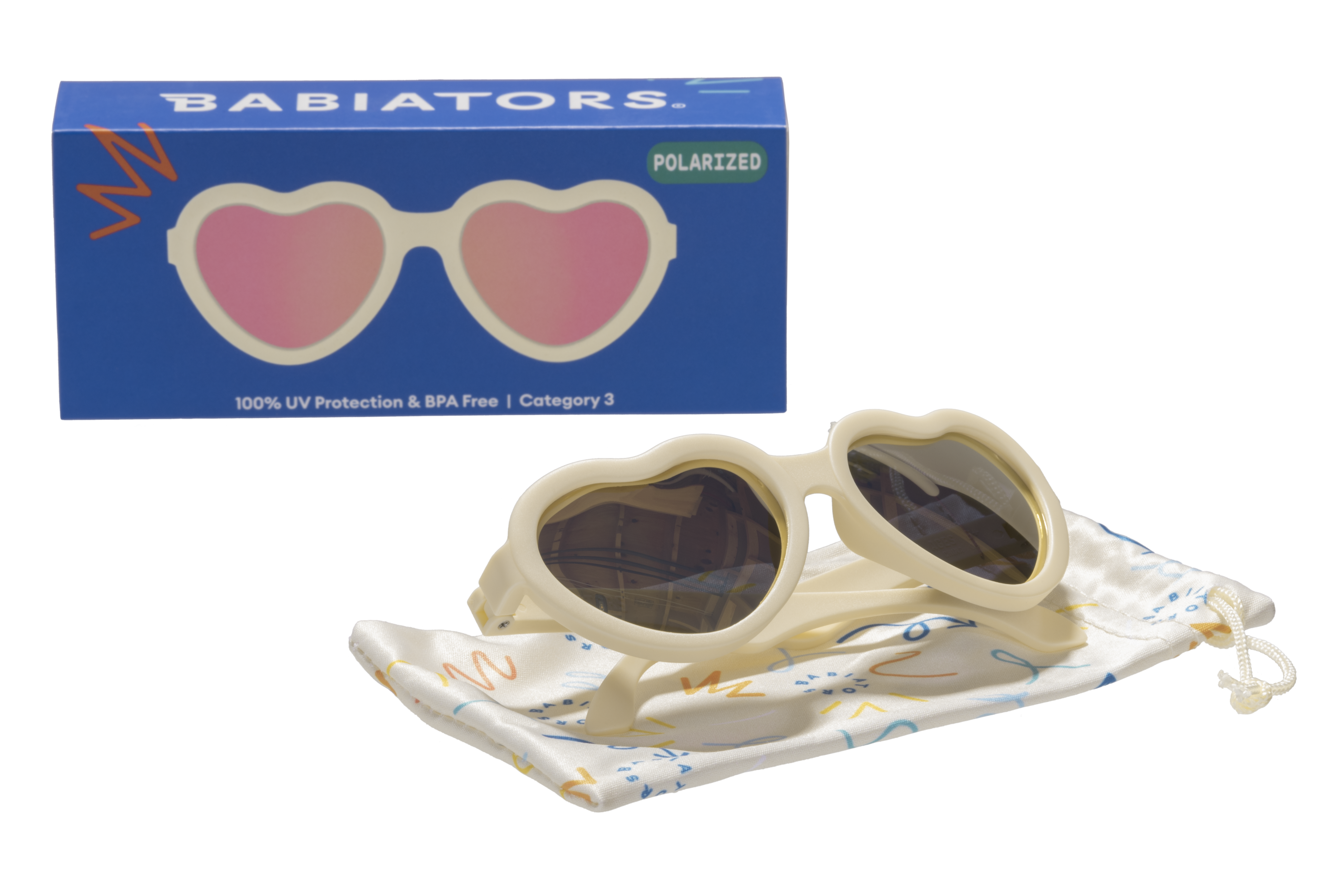 Babiators - Sweet Cream Polarized Heart Sunglasses with Mirrored Lens: Ages 6+