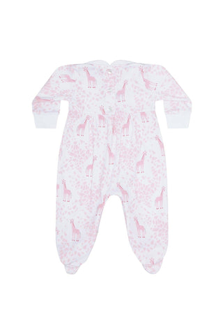 Nellapima - Pink Giraffe Print Smocked Footie