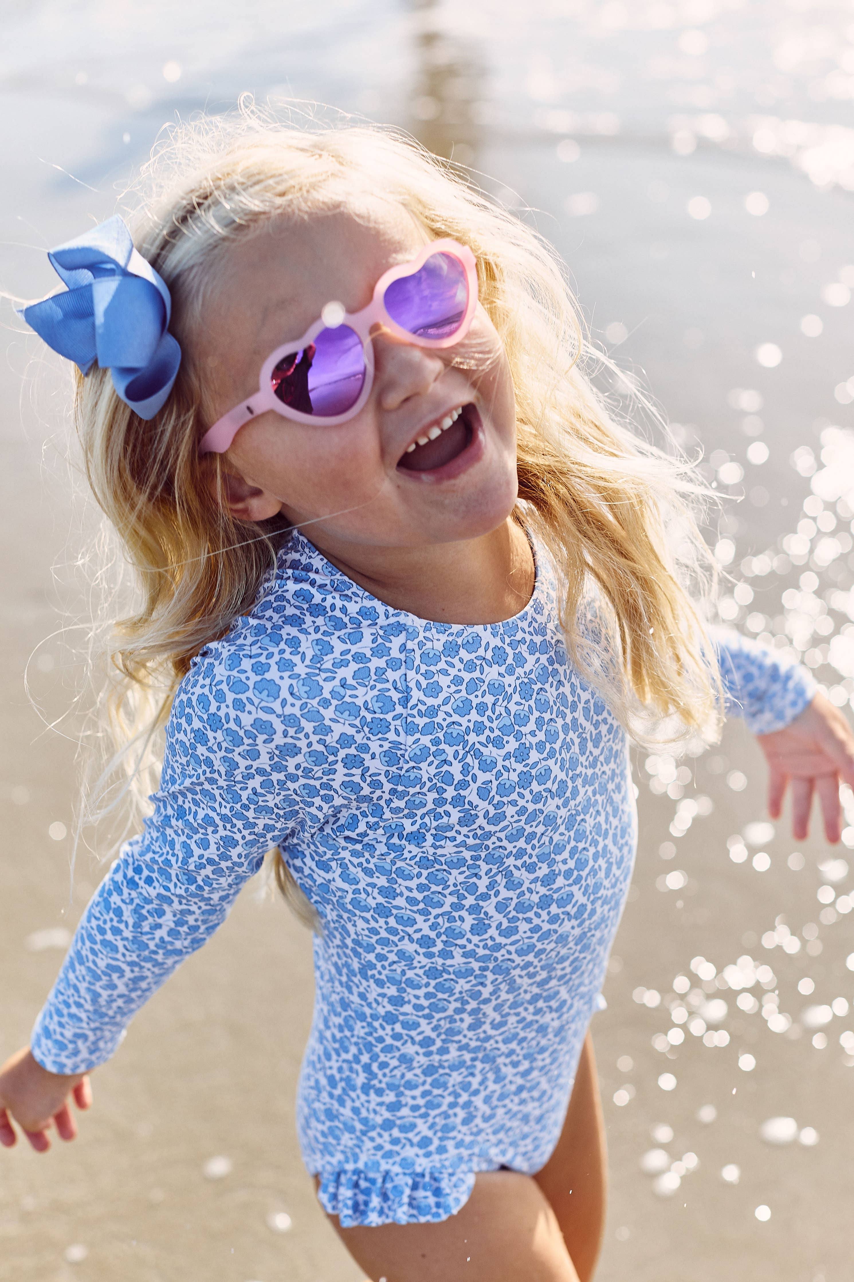 Image of Babiators - Frosted Pink Polarized Heart Sunglasses with Mirrored Lens: Ages 6+