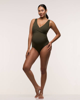 Cross Front One Piece Maternity Swimsuit