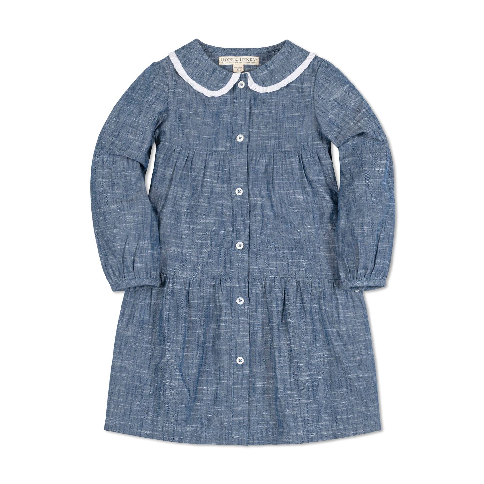 Image of Button Front Organic Chambray Dress