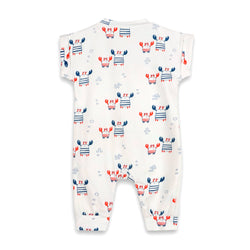 Image of Viverano Organics - Nautical Crab Kangaroo Pocket Baby Jumpsuit (Organic Jersey)