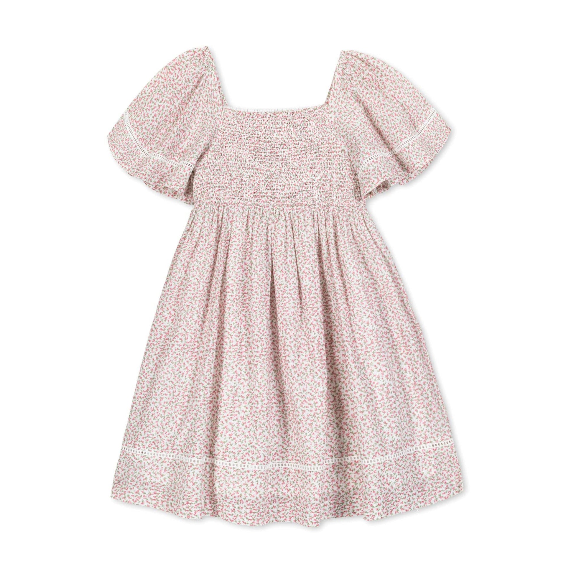 Hope and Henry - Organic Smocked Bell Sleeve Dress