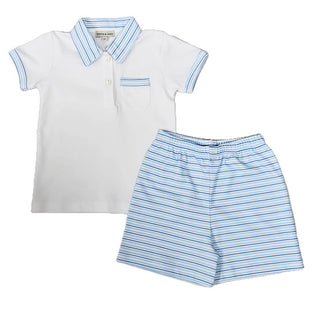 Marco and Lizzy - Blue Spring Flowers Boy's 2 Pc Short Set
