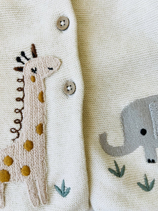 Viverano Organics - Animal Safari Embroidered Baby Cardigan Sweater (Organic)