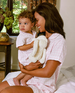 Image of Women's Twill Pajama Short Set in Pink Gingham