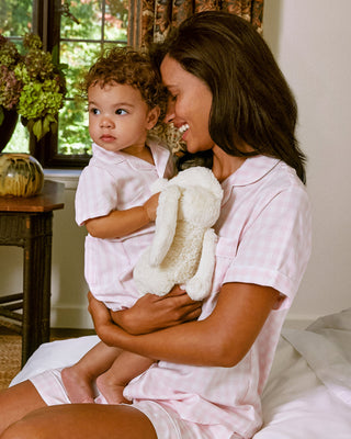 Women's Twill Pajama Short Set in Pink Gingham