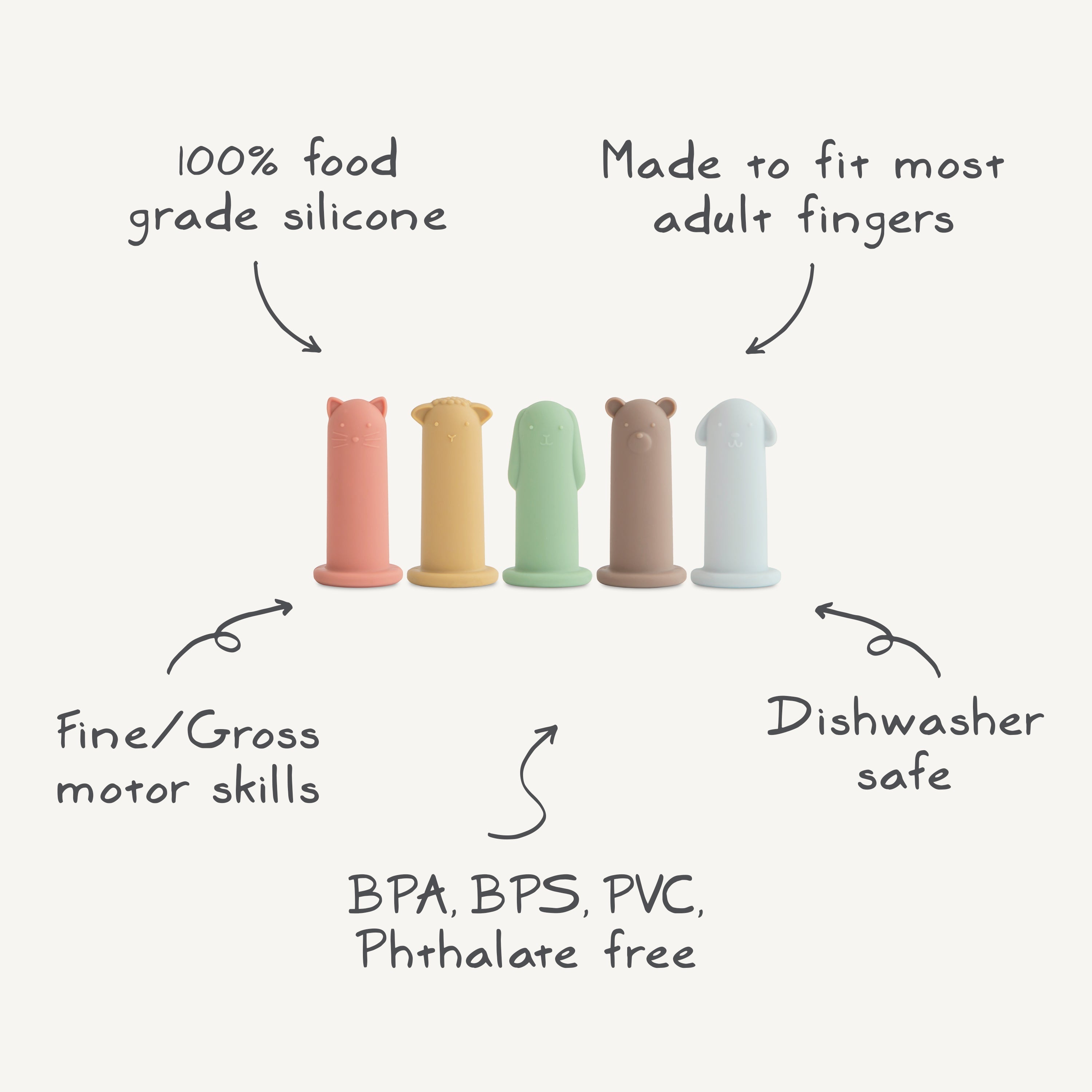 Image of Silicone Animal Finger Puppets