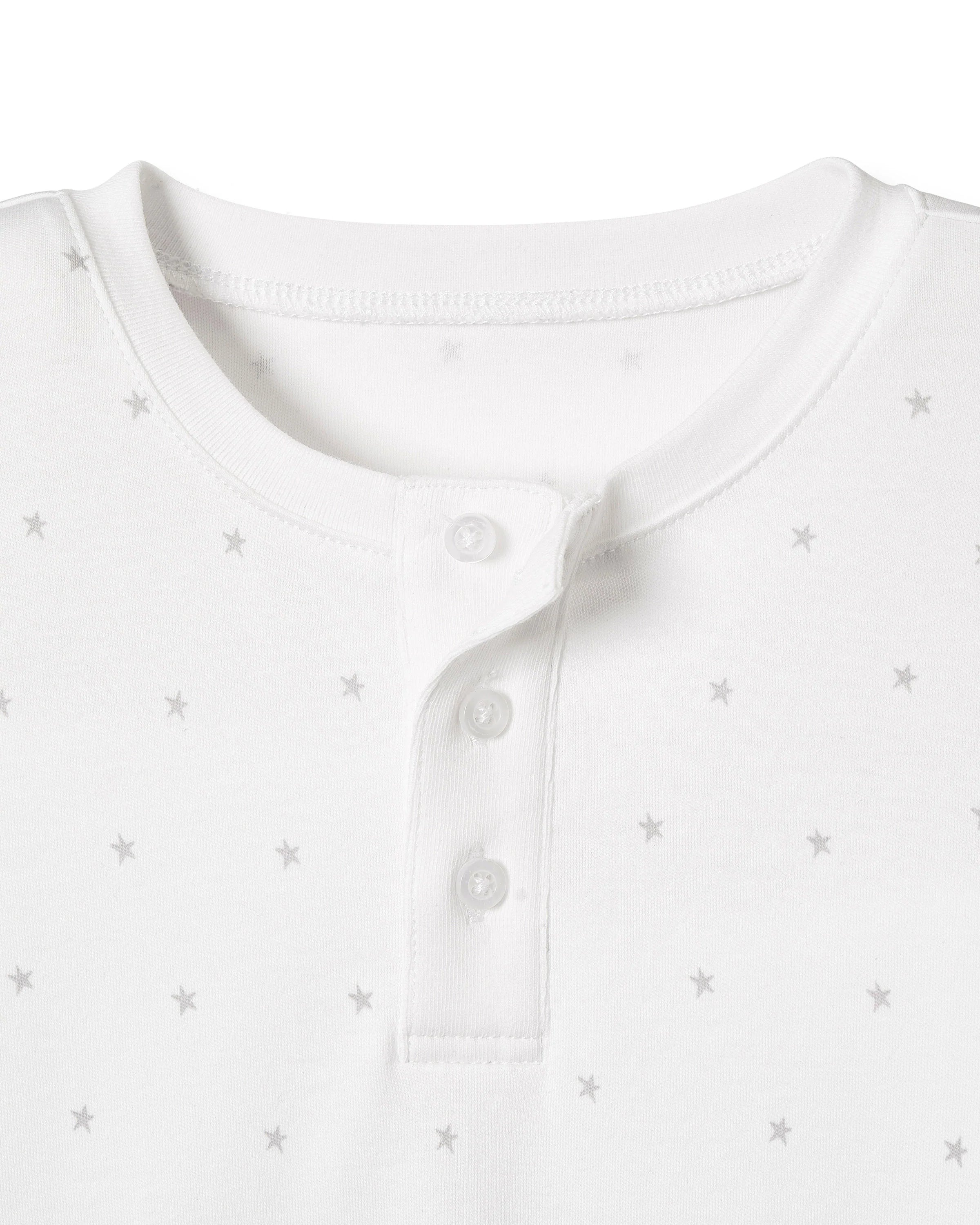 Image of Kid's Pima Snug Fit Pajama Set in Grey Stars