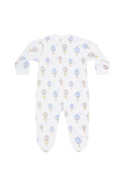 Image of Blue Balloons Print Zipper Footie