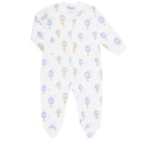 Blue Balloons Print Zipper Footie