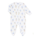 Blue Balloons Print Zipper Footie