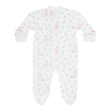 Pink Bunny Print Zipper Footie