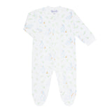 Blue Bunny Print Zipper Footie