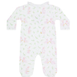 Pink Bunny Print Crossover Footie