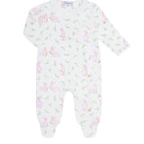 Pink Bunny Print Crossover Footie