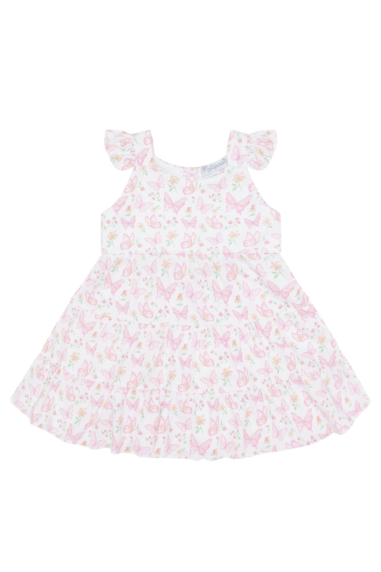 Image of Butterflies Print Ruffle Dress
