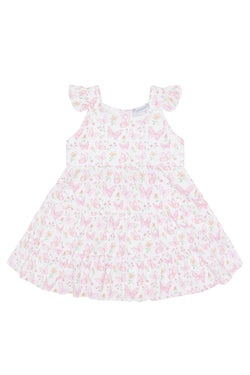 Image of Butterflies Print Ruffle Dress