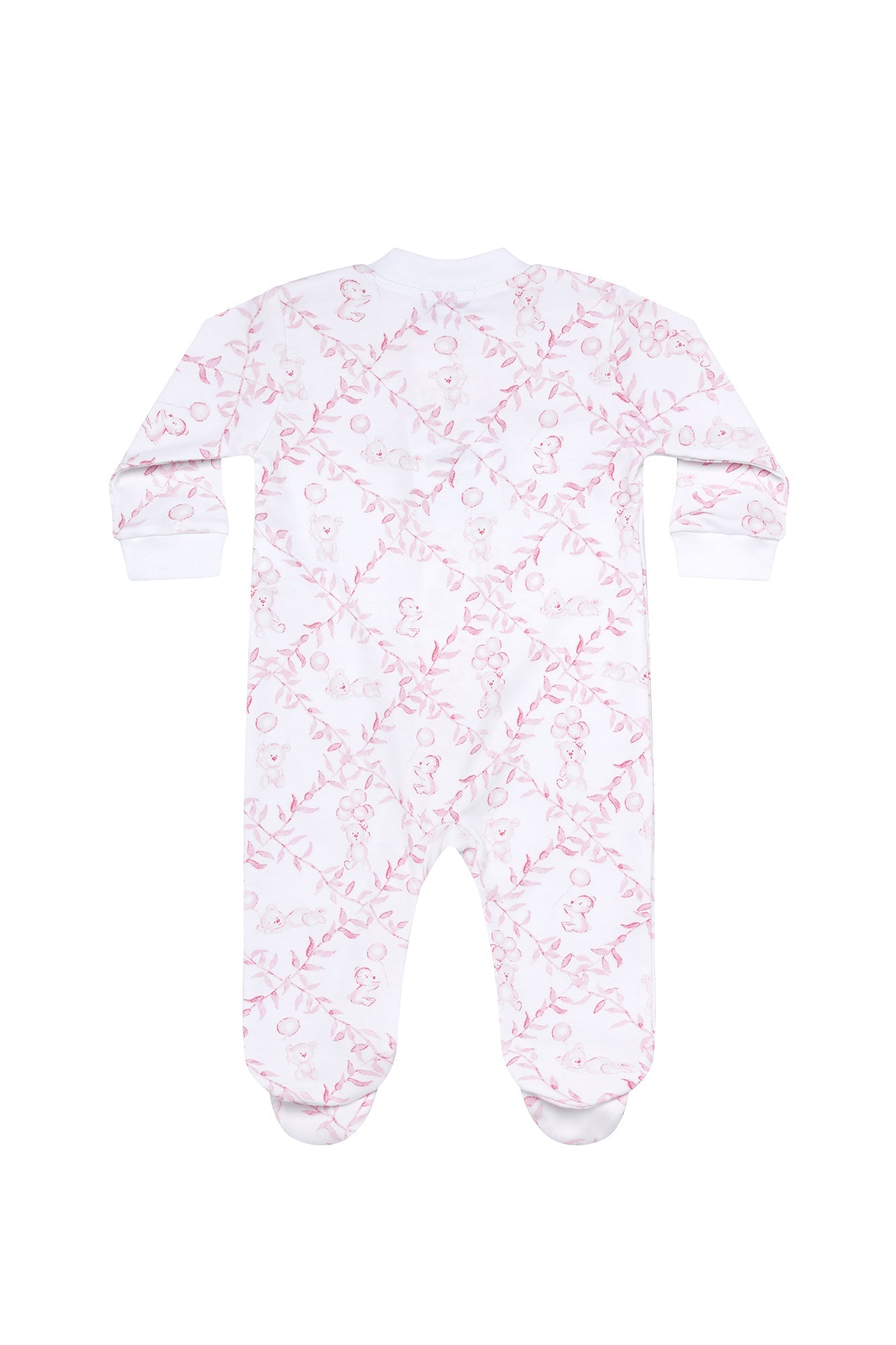 Image of Pink Bears Trellace Zipper Footie