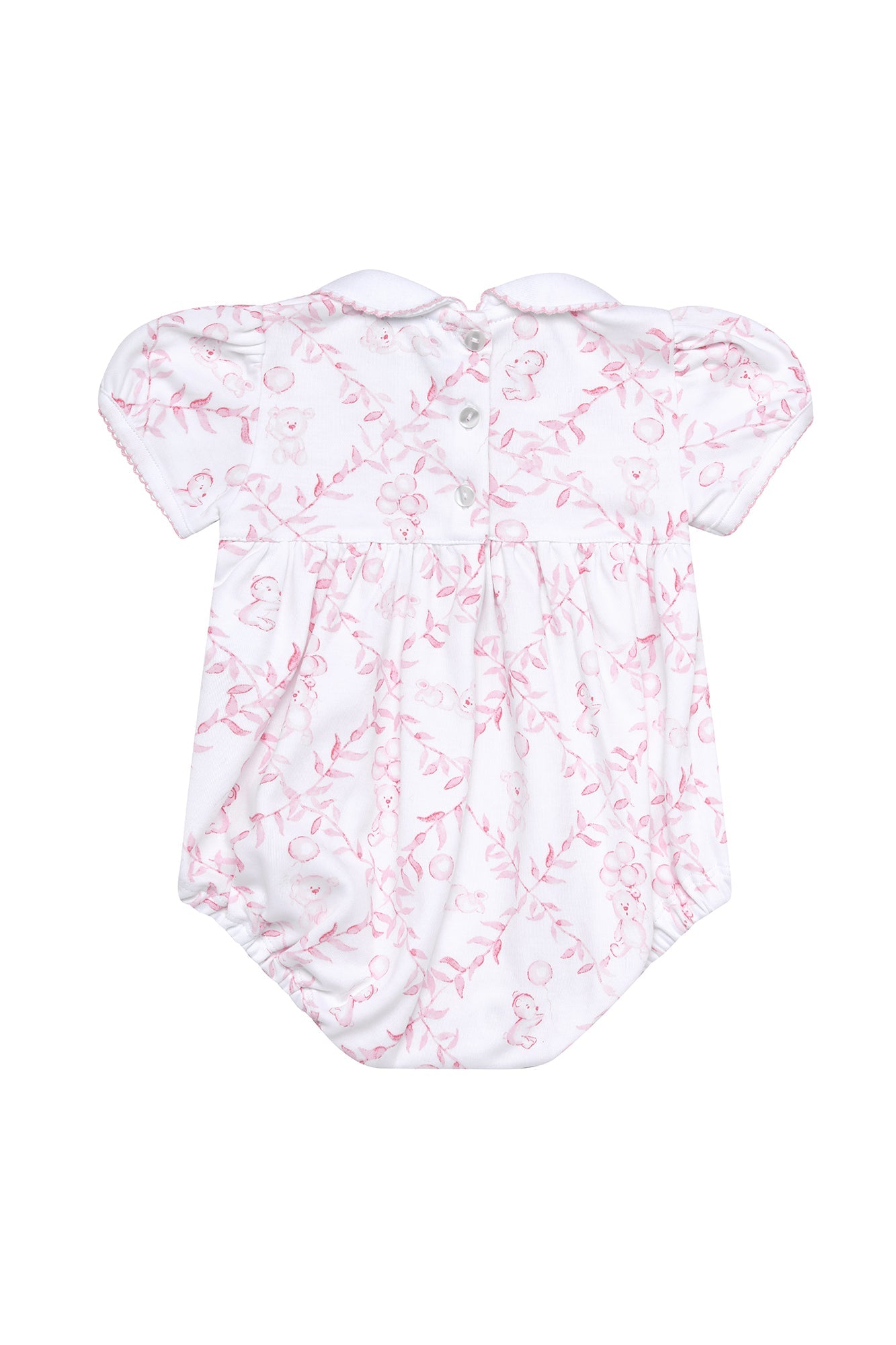 Image of Pink Bears Trellace Smocked Bubble