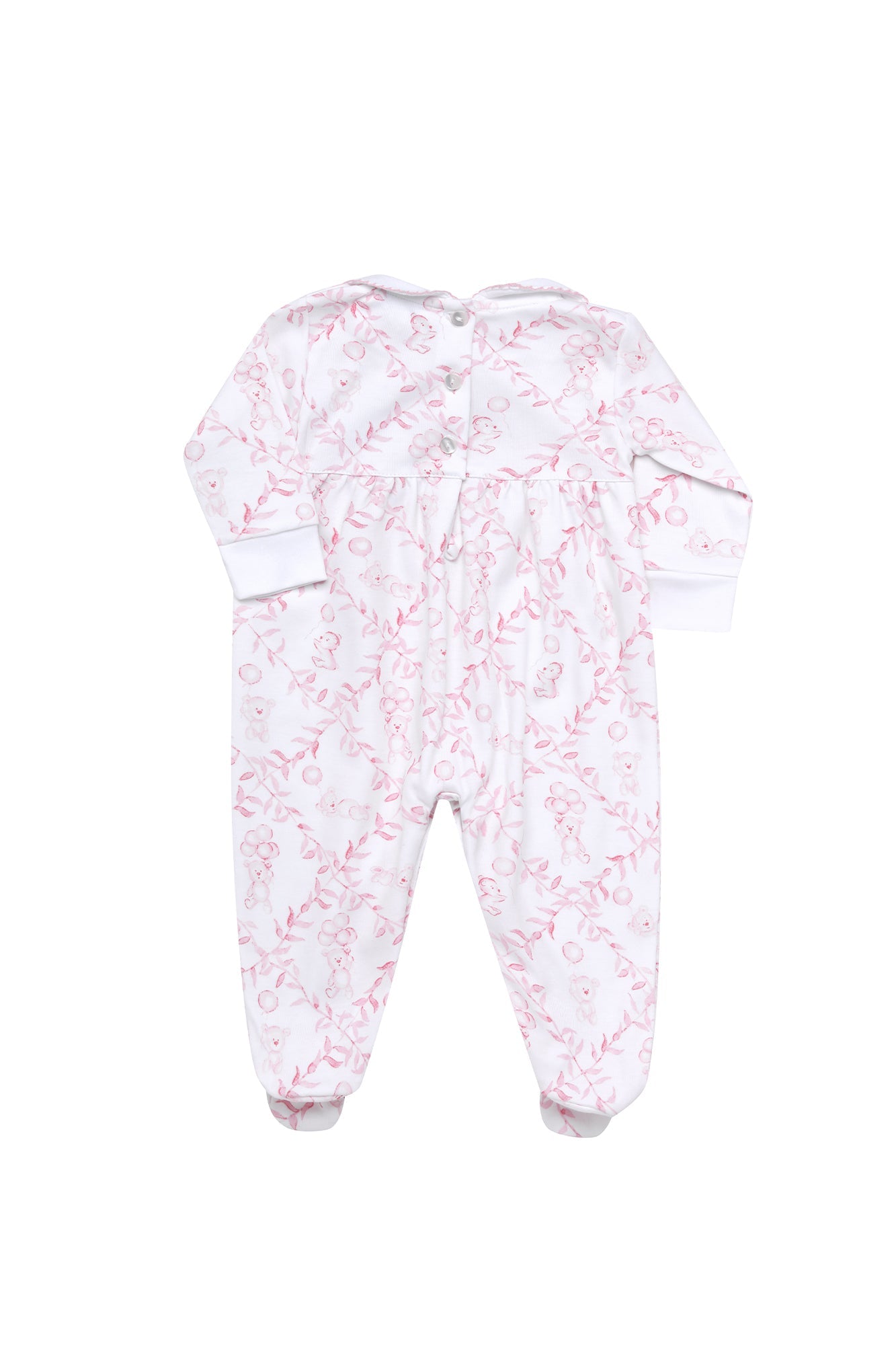 Image of Pink Bears Trellace Smocked Footie