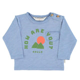 Baby Long Sleeve - Blue with "How are you?" Print