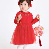 Balabala Baby Girl 100% Cotton Chinese Zodiac Rabbit Woolen Dress