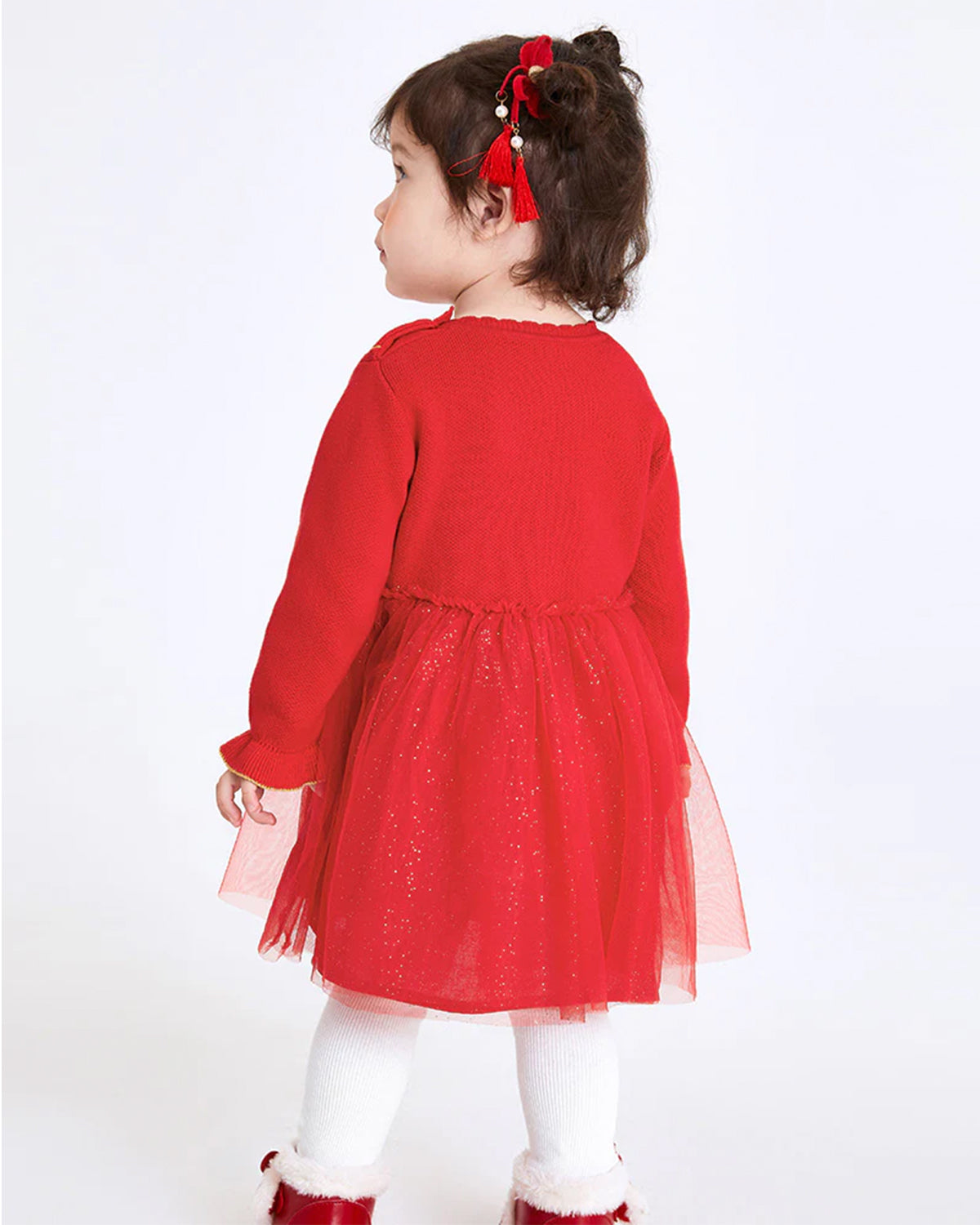 Balabala Baby Girl 100% Cotton Chinese Zodiac Rabbit Woolen Dress