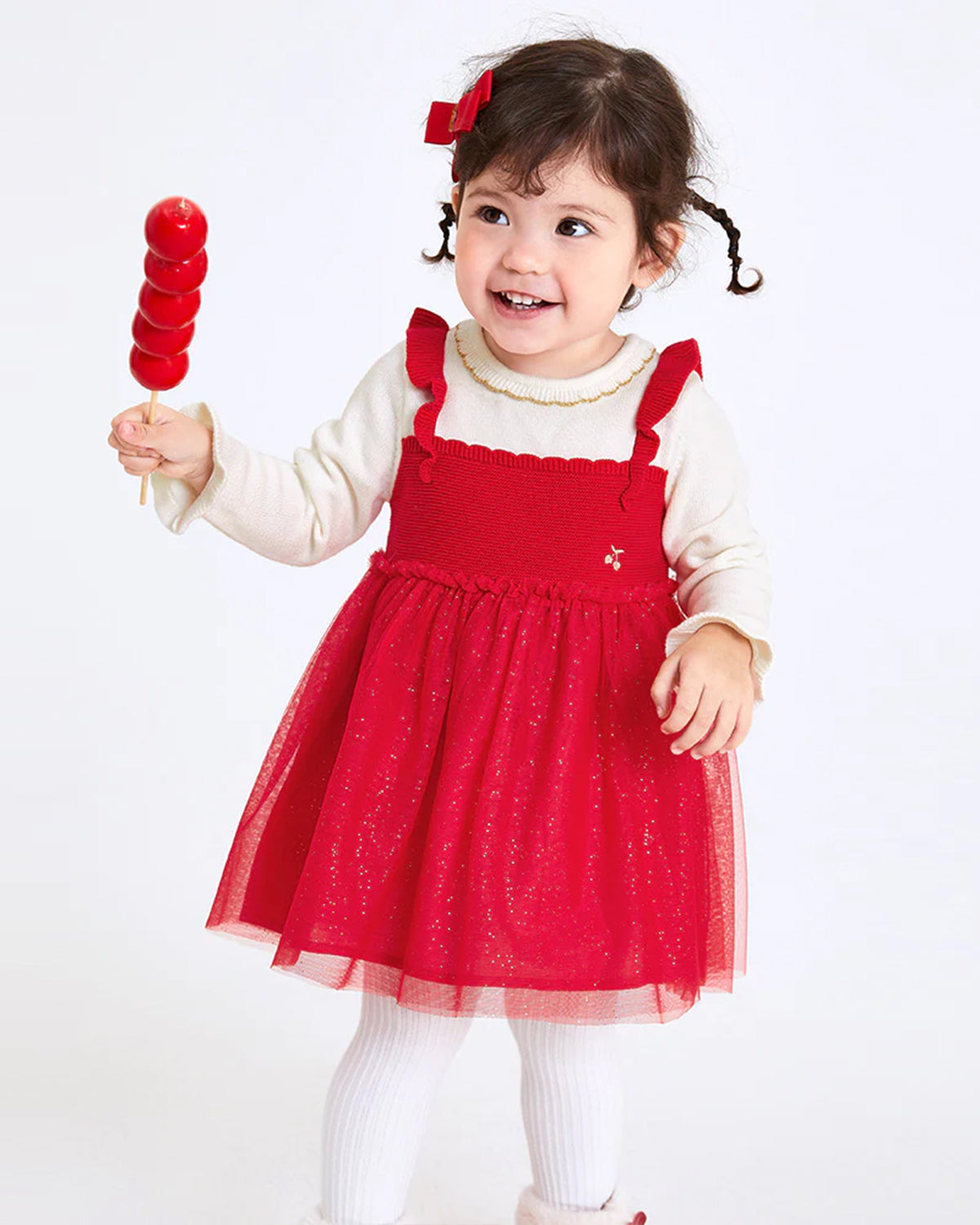 Balabala Baby Girl 100% Cotton Shining Dots Woolen Dress