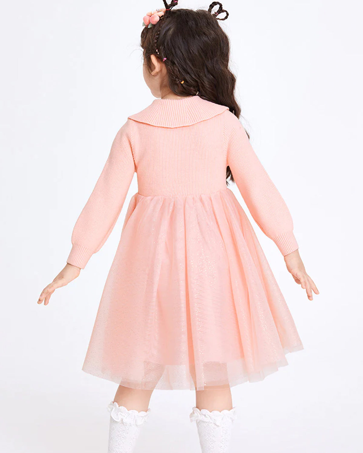 Balabala Girl Solid Color Woolen Dress
