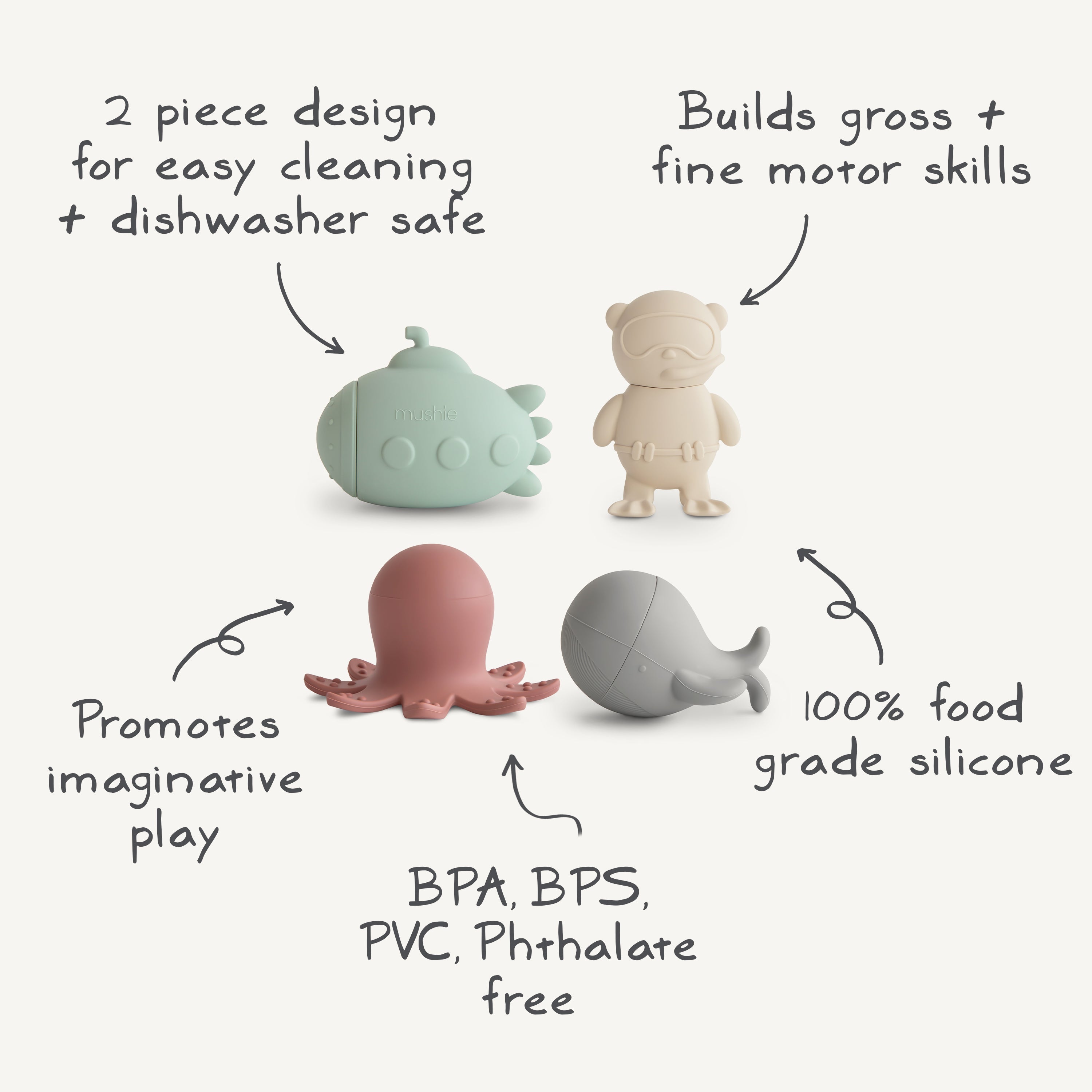 Image of Sealife Mold Free Bath Play Set - 4 Pack