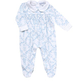 Blue Bears Trellace Smocked Footie