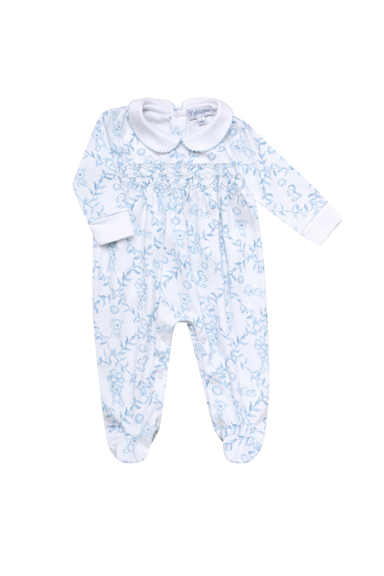 Image of Blue Bears Trellace Smocked Footie