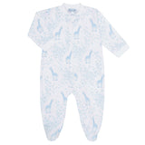 Blue Giraffe Print Zipper Footie