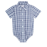 Blue Plaid Pima Cotton Onesie Shirt