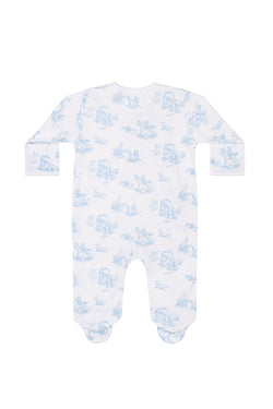 Image of Blue Toile Crossover Footie