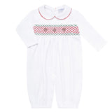 Christmas Smocked Long Sleeve Romper