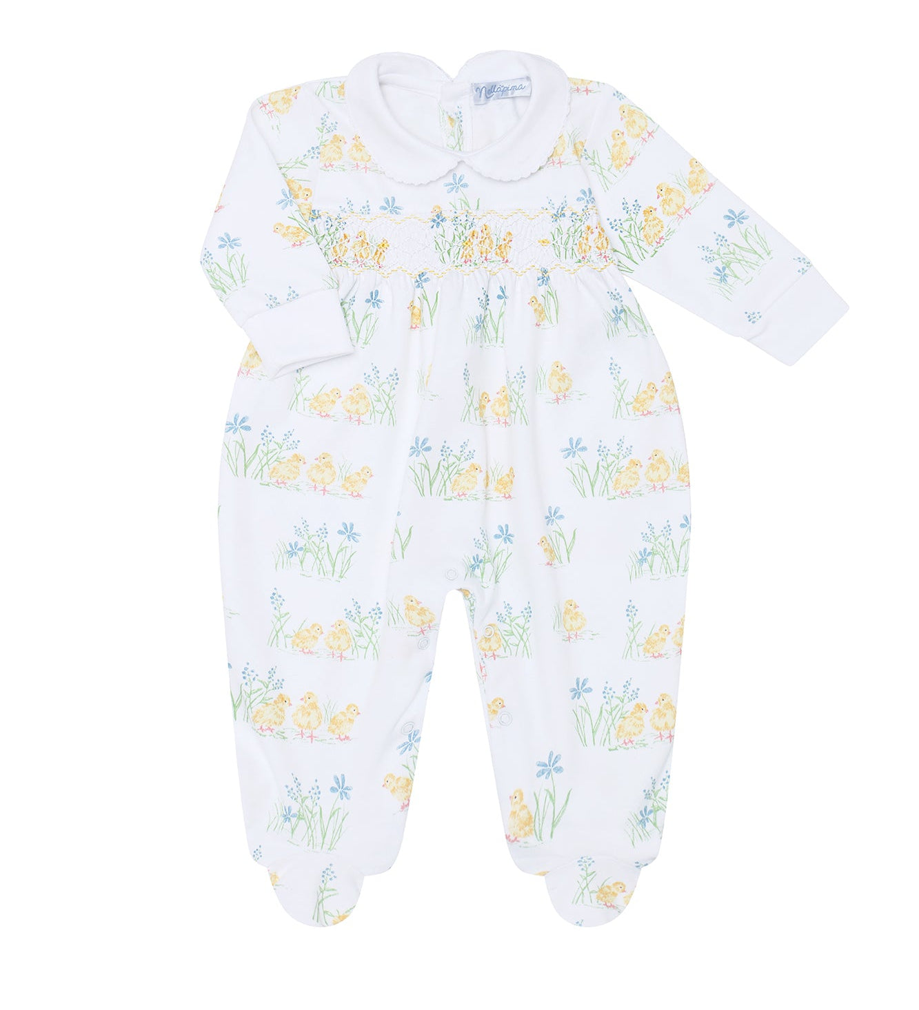 Chicks Print Smocked Footie