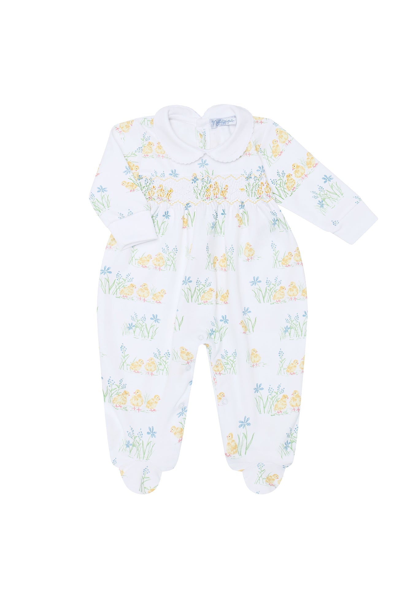 Image of Chicks Print Smocked Footie
