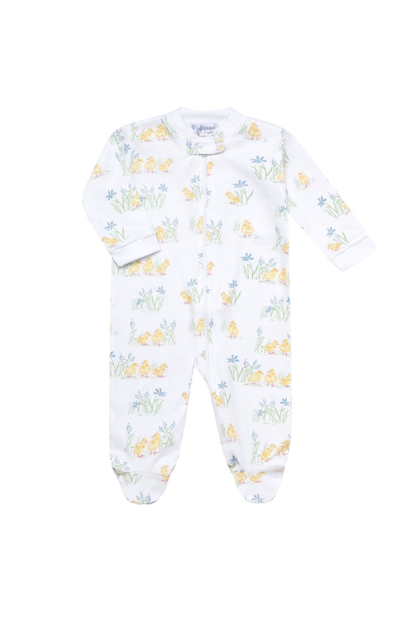 Image of Chicks Print Zipper Footie
