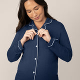 Clea Bamboo Long Sleeve Pajama Set | Navy