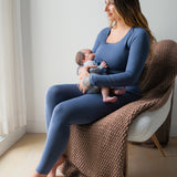 Jane Nursing Pajama Set | Slate Blue