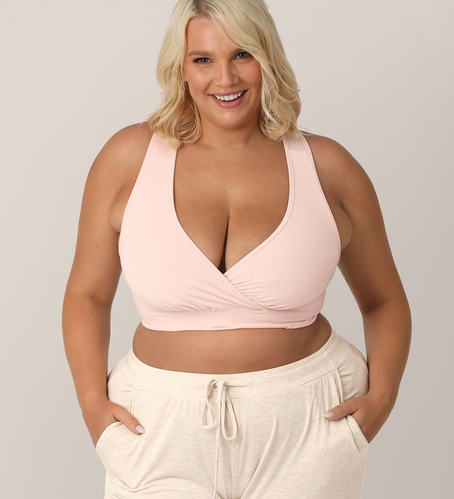 French Terry Racerback Nursing & Sleep Bra | Soft Pink