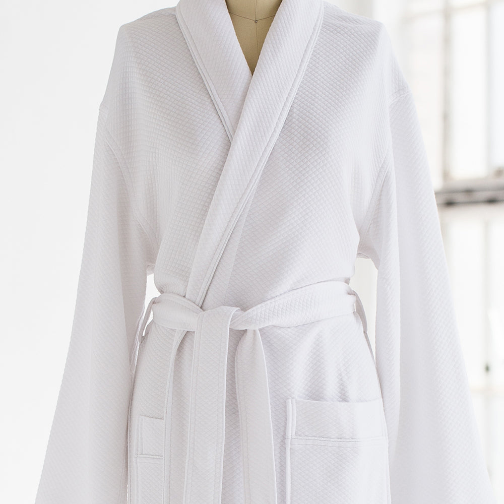 Cotton Modal Waffle Spa Robe - White