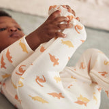 Dino Zip-Up Sleepsuit - Orange Dino